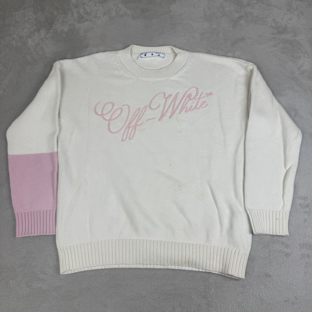 VTG Off White Sweater Womens Size 42 Preowned Stain Flaws Pullover Knit Retro
